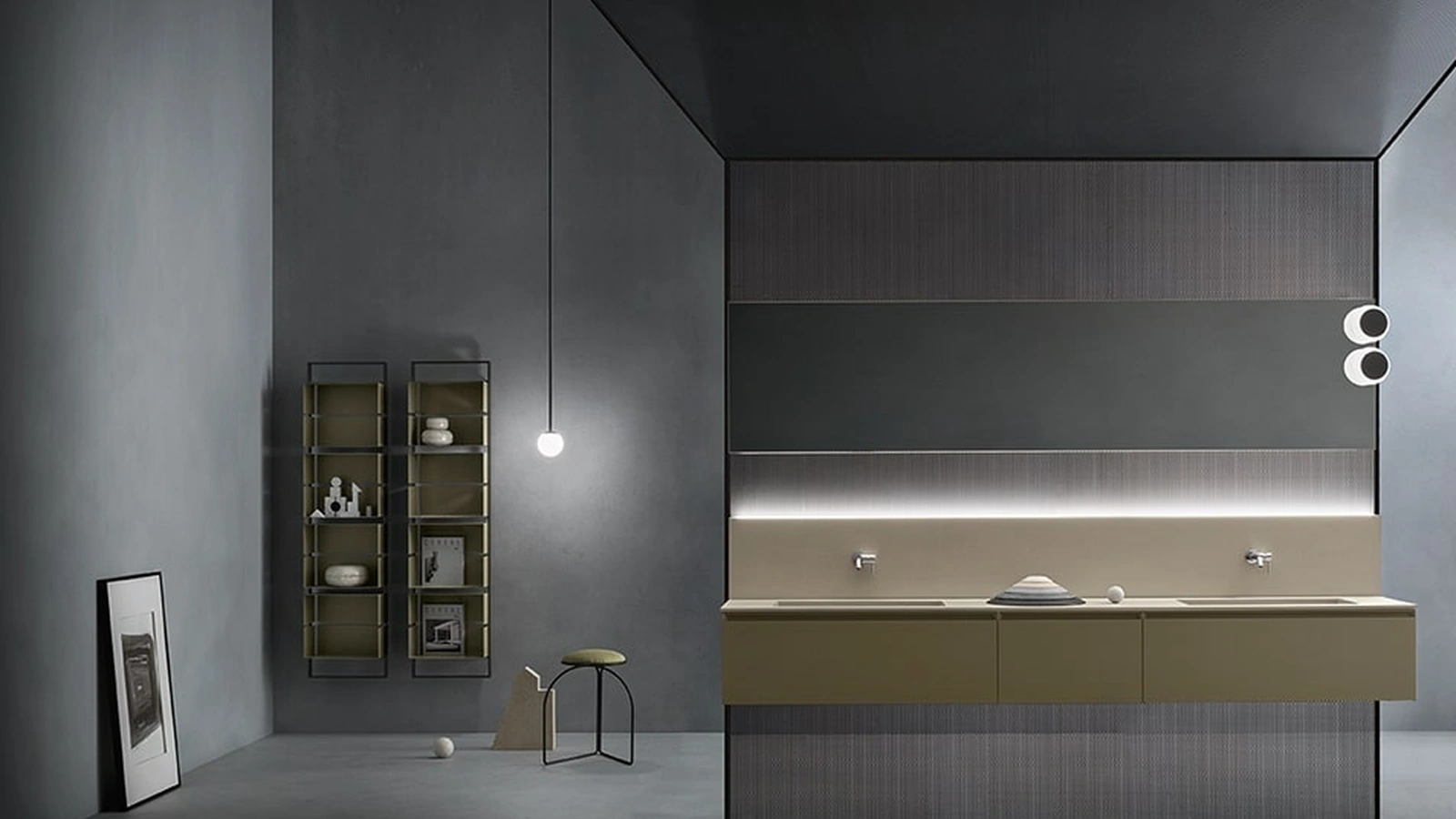 Mobile da Bagno sospeso Eden 03 in laccato SoftTouch di Cerasa